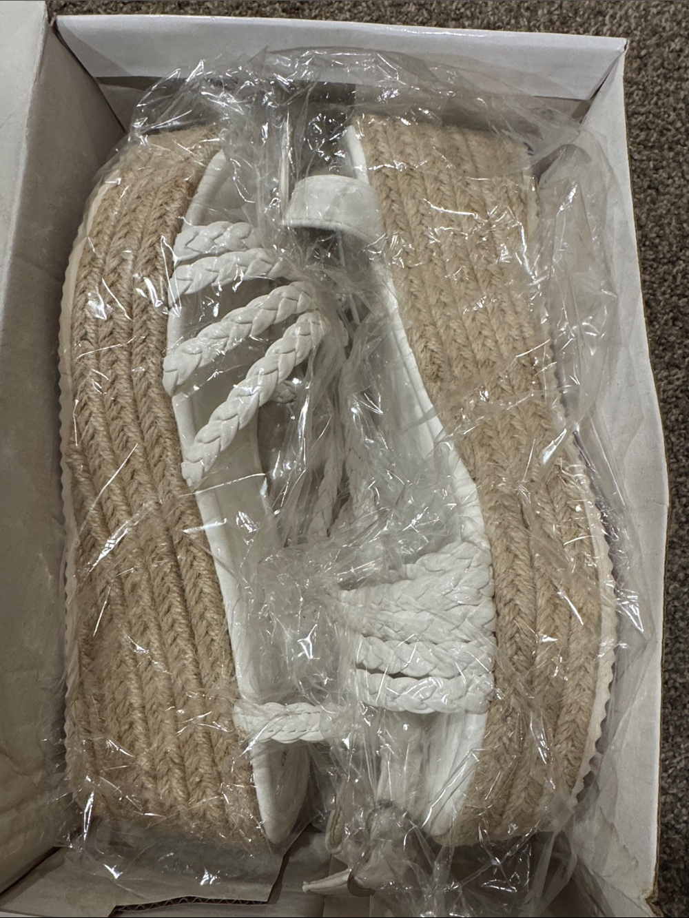 SHEIN White Braided Espadrille Platform Wedge Sandals